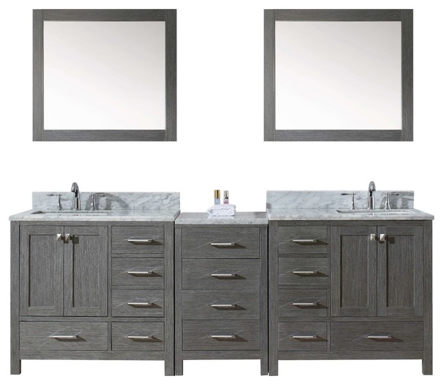 Caroline Premium 90 Double Bathroom Vanity Zebra Gray With Marble Home Design Jpg