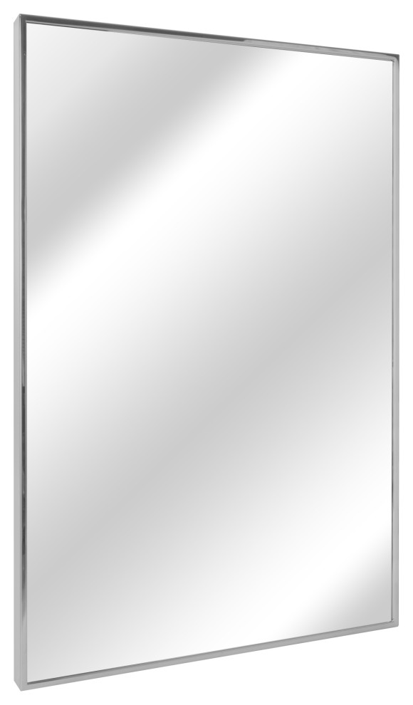 Head West Glossy Chrome Accent Wall Mirror 22x34 Transitional