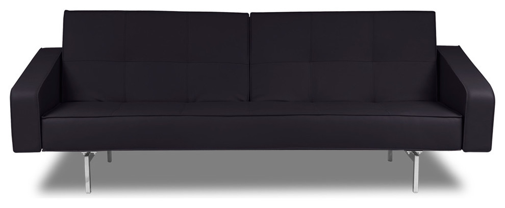 Agoston Black Faux Leather Sleeper Sofa