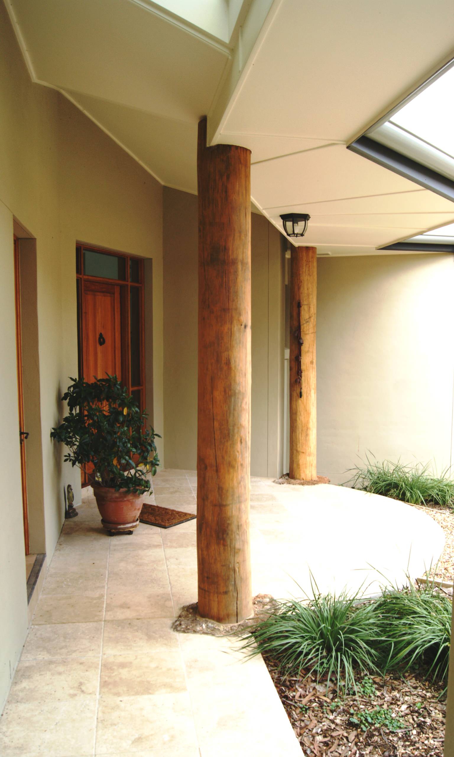Rustic timber entry posts