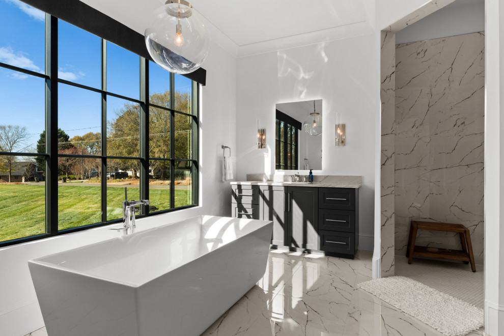 Example of a transitional bathroom design in Charlotte
