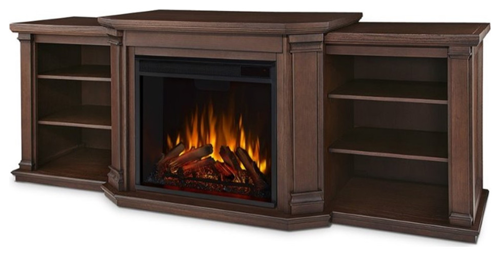 Bowery Hill Modern Wood Electric Fireplace for TVs up to 74" in Chestnut Oak