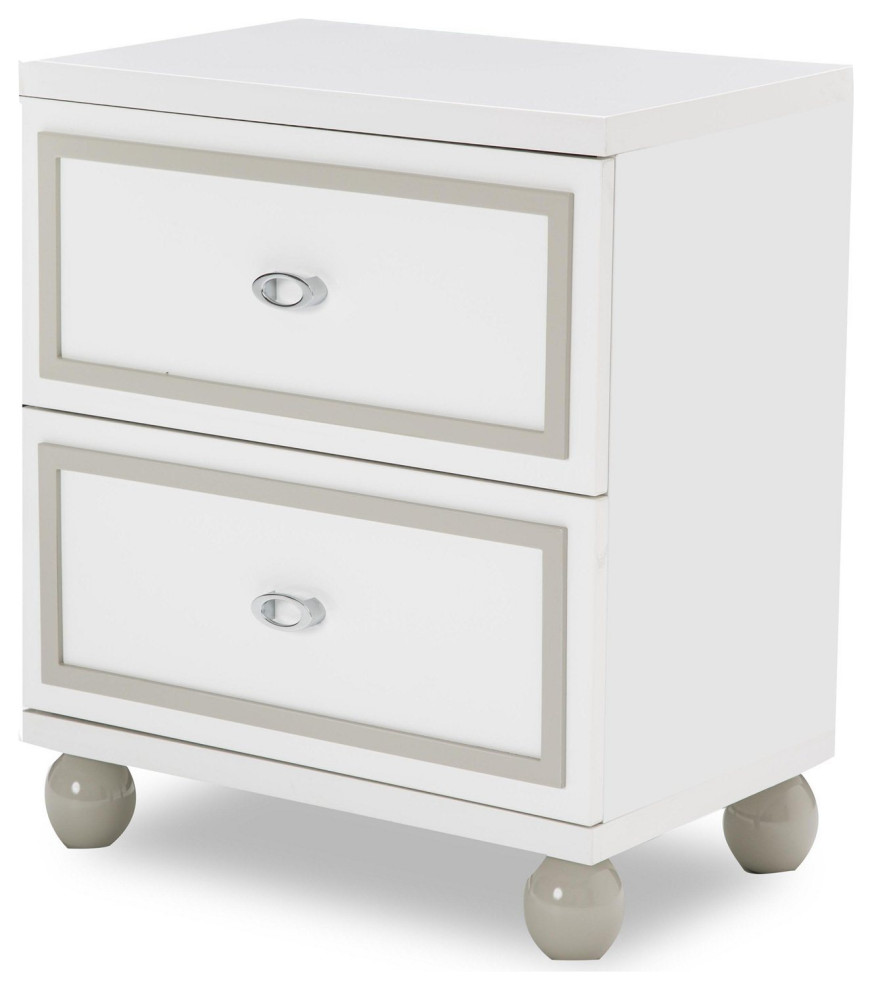 Aico Amini Sky Tower Nightstand in White Cloud Transitional