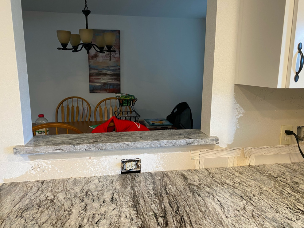 How to backsplash under a pass-through in kitchen