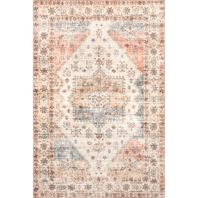 nuLOOM Emani Machine Washable Medallion Area Rug, 4'x6' Contemporary