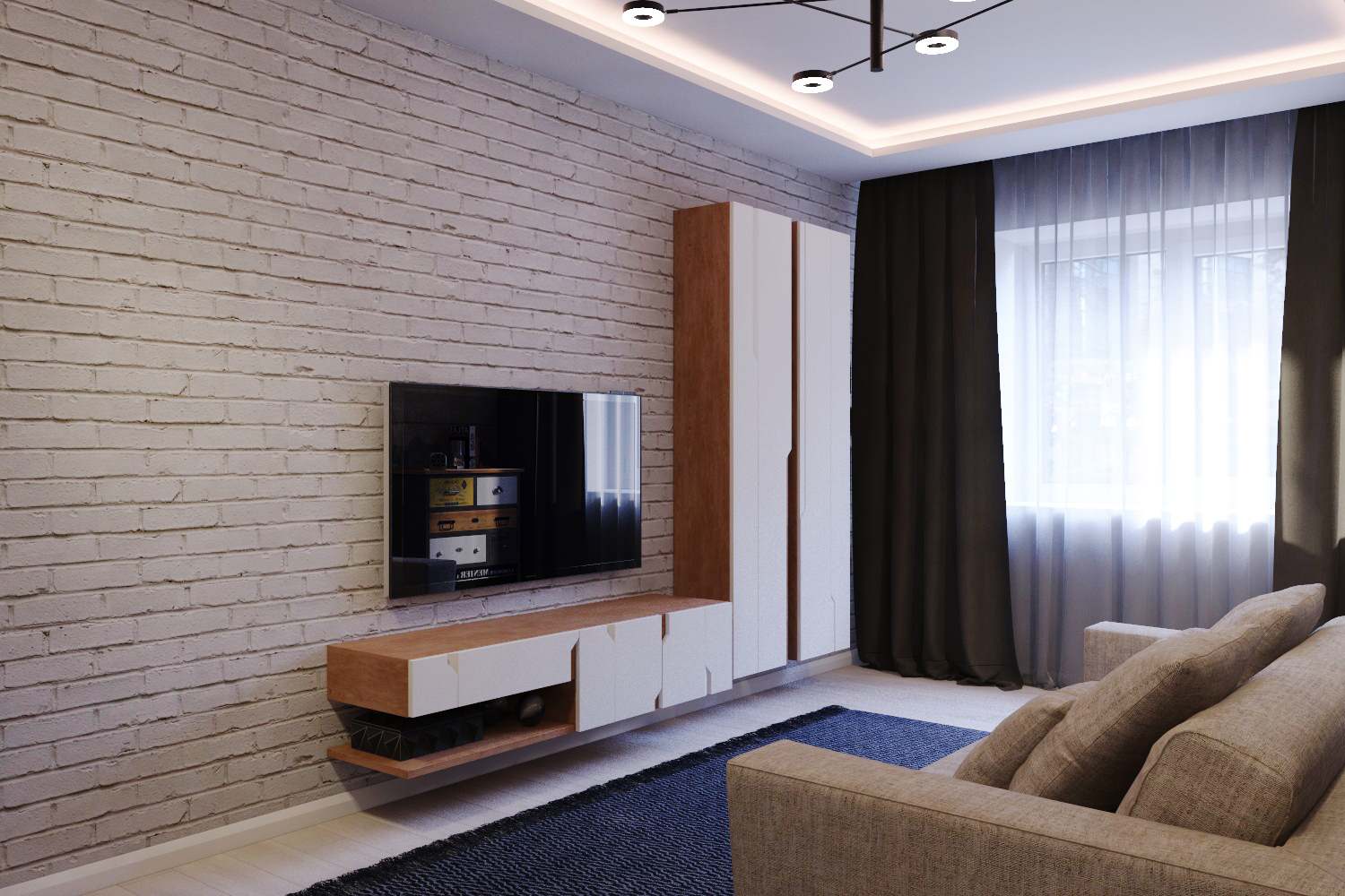 Дизайн интерьера однокомнатной квартиры для сдачи в аренду. Краснодар