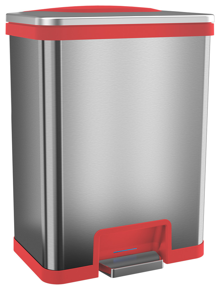 Effortless Stainless Steel 49 Liter Trash Can Contemporary Trash   Home Design 