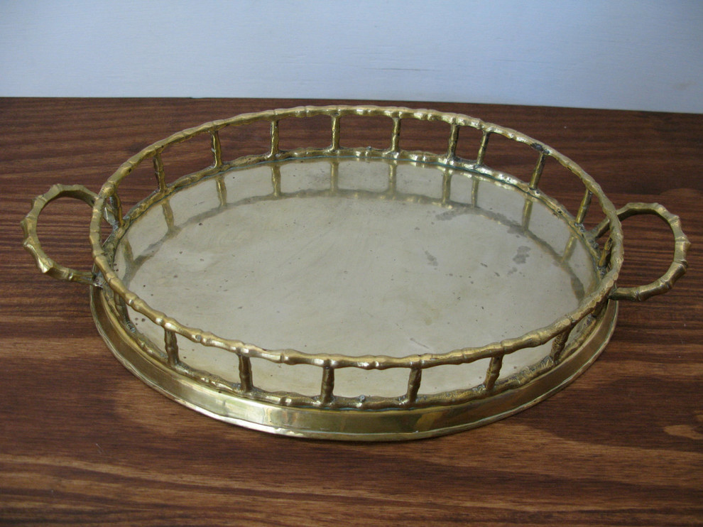 Vintage Brass Bamboo Tray by Vandrey Industries