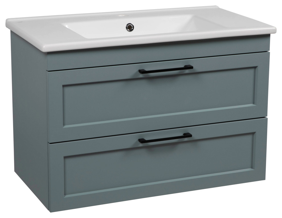 Bathroom Vanity Palm Beach Green Matte Mirror 40" Contemporary