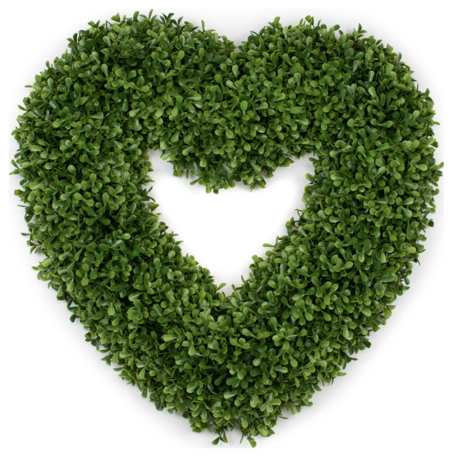 Faux Boxwood Heart ,17" Traditional Wreaths And Garlands by Mills