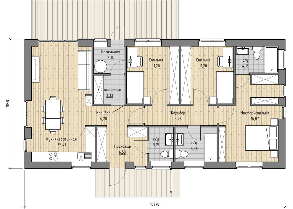 Проект типового дома. Тип М-2