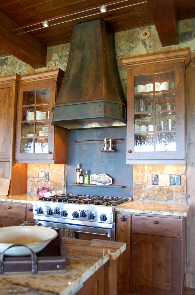 Example of a mountain style kitchen design in Denver