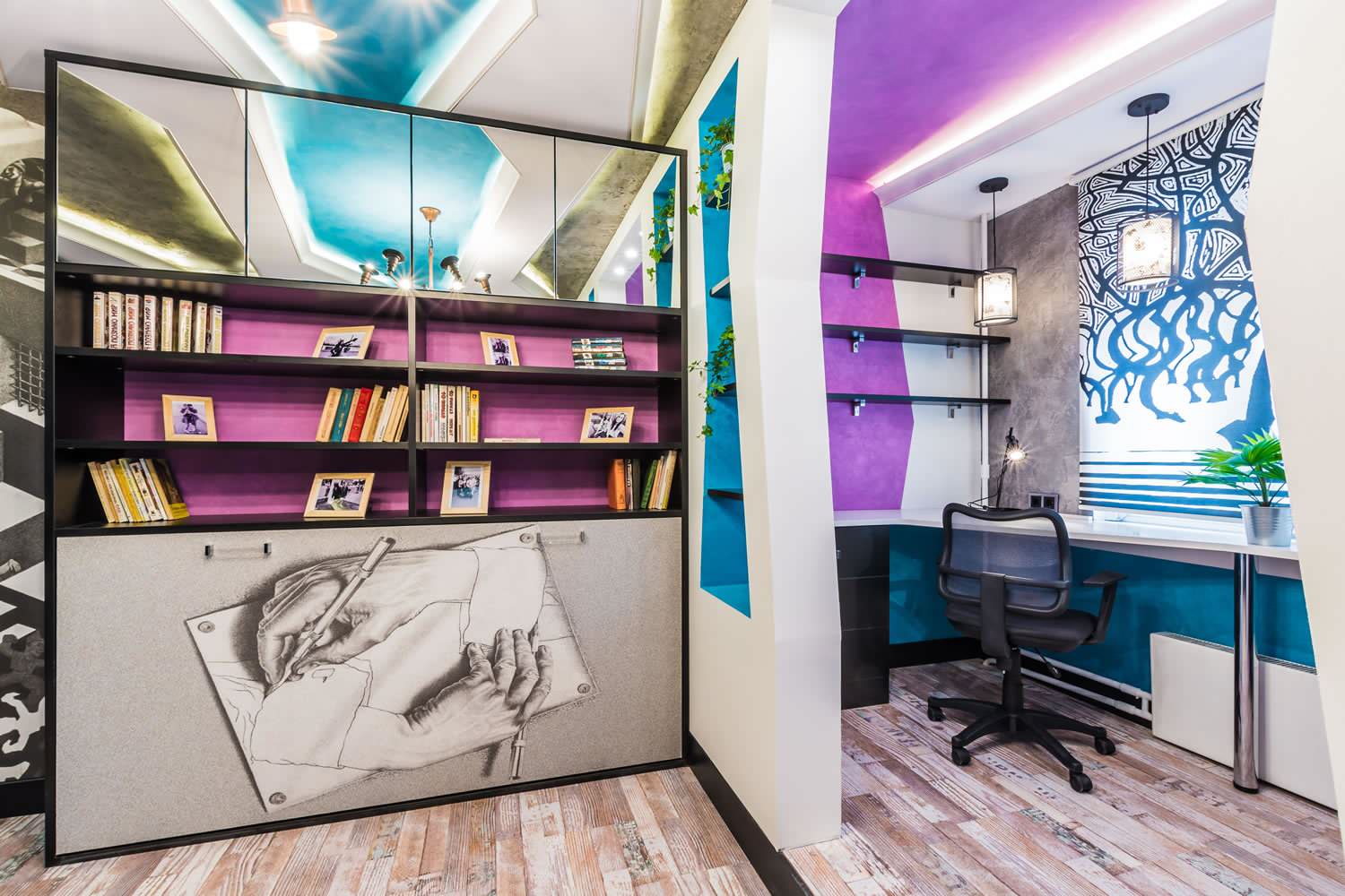 В проекте использован пробковый пол с фотопечатью из коллекции Loft http://www.c