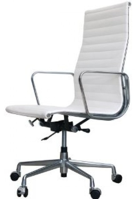IFN Aluminum Group Management High Back Chair - Aniline Leather, White