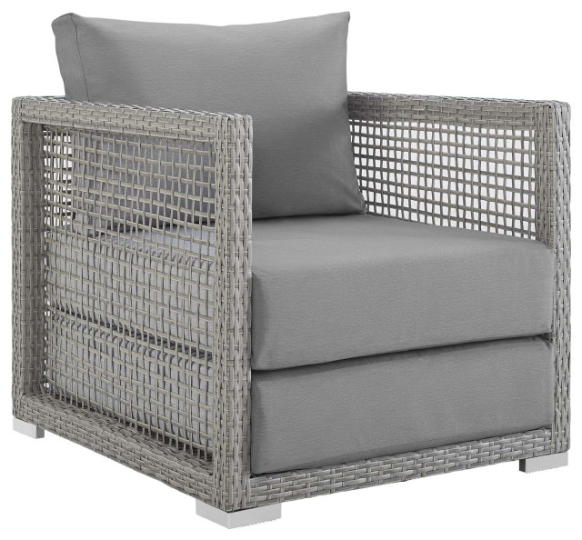 Aura Rattan Outdoor Armchair, Gray/Gray