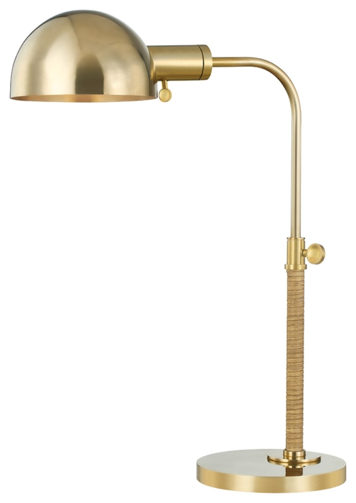 Devon 1-Light Table Lamp by Mark D. Sikes, Aged Brass Frame