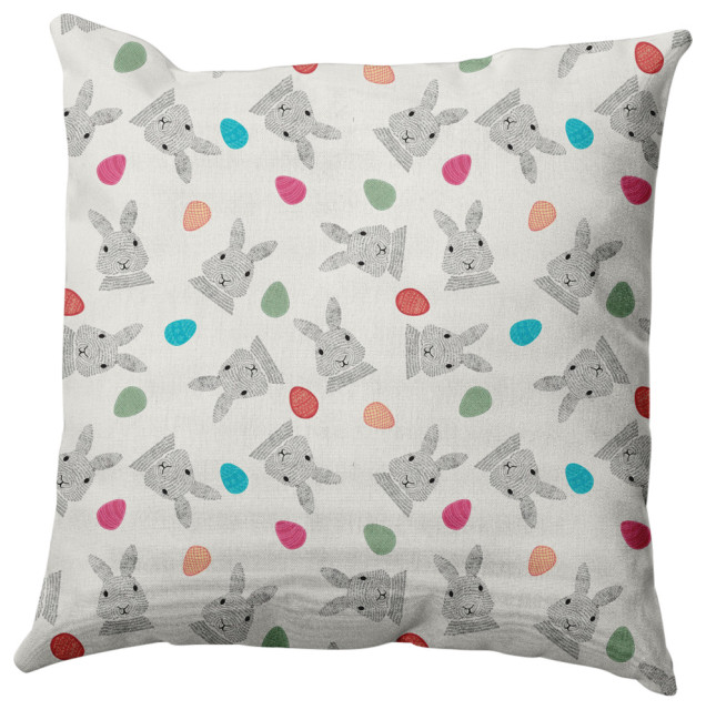 Bunnies and Eggs Easter Decorative Throw Pillow, Whisper White, 26x26"