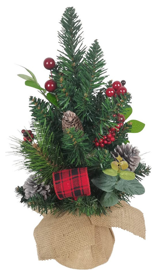Kurt Adler 18" Berries and Pinecone Ribbon Tree, 18" Holiday Accents