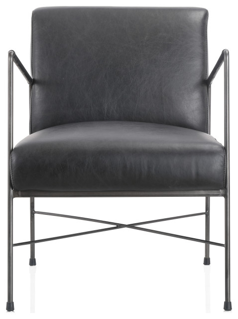 Dagwood Leather Arm Chair Onyx Black Leather