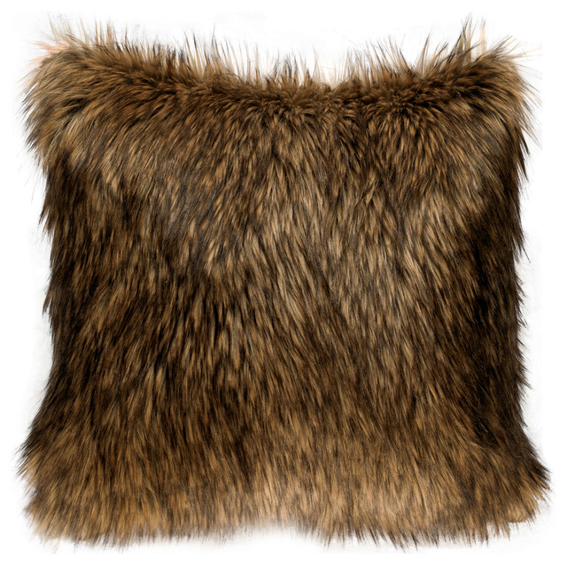 Gold Wolf Feather Down Decorative Throw Pillow, 20x20