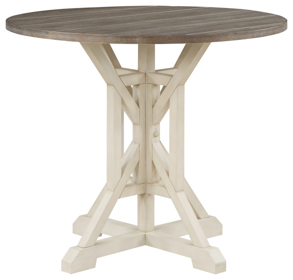Bar Harbor Cream Round Counter Height Dining Table Farmhouse Dining