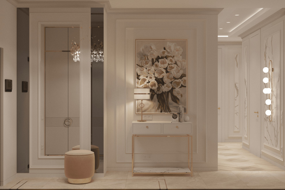 Просторная квартира в нежных оттенках со стильными элементами декора