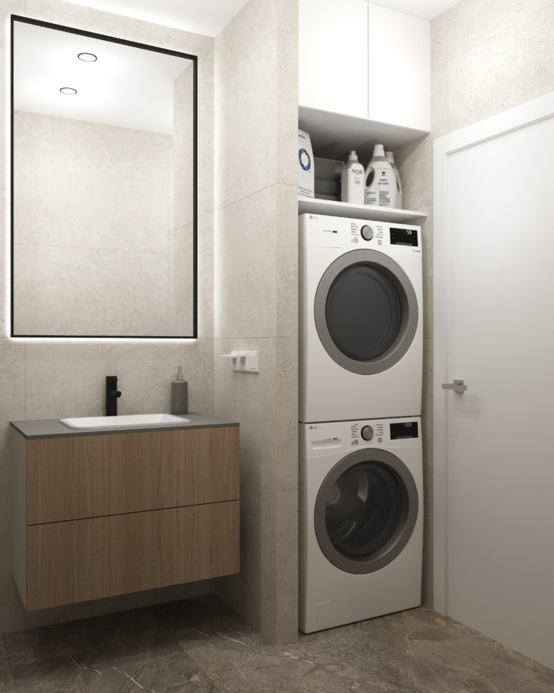 Проект Балаклавский, зона прачечной в гостевом санузле