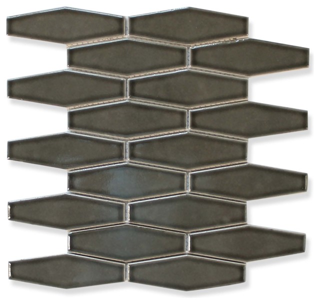 Atlanta Elongated 3D Hexagon Mosaic Tiles - Dark Gray - Contemporary