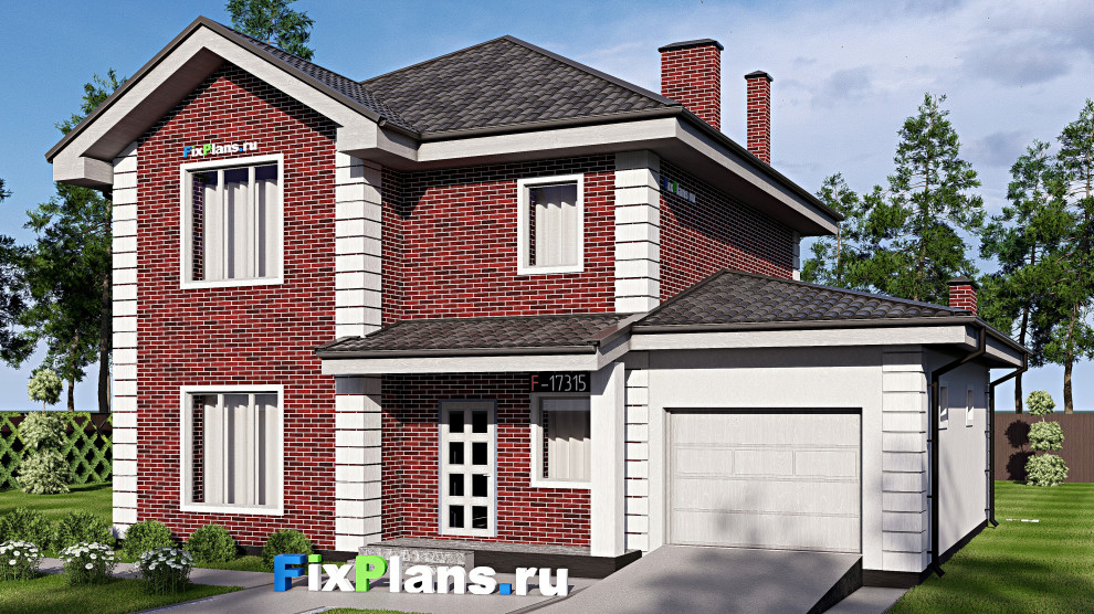 Проект двухэтажного дома 14х14 м S178м2 F-17315