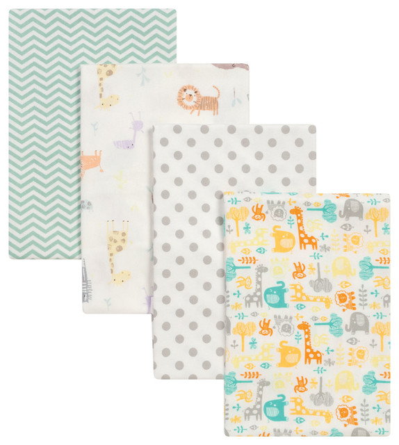 Trend Lab Stag and Moose Flannel Burp Cloth Set 4 Piece