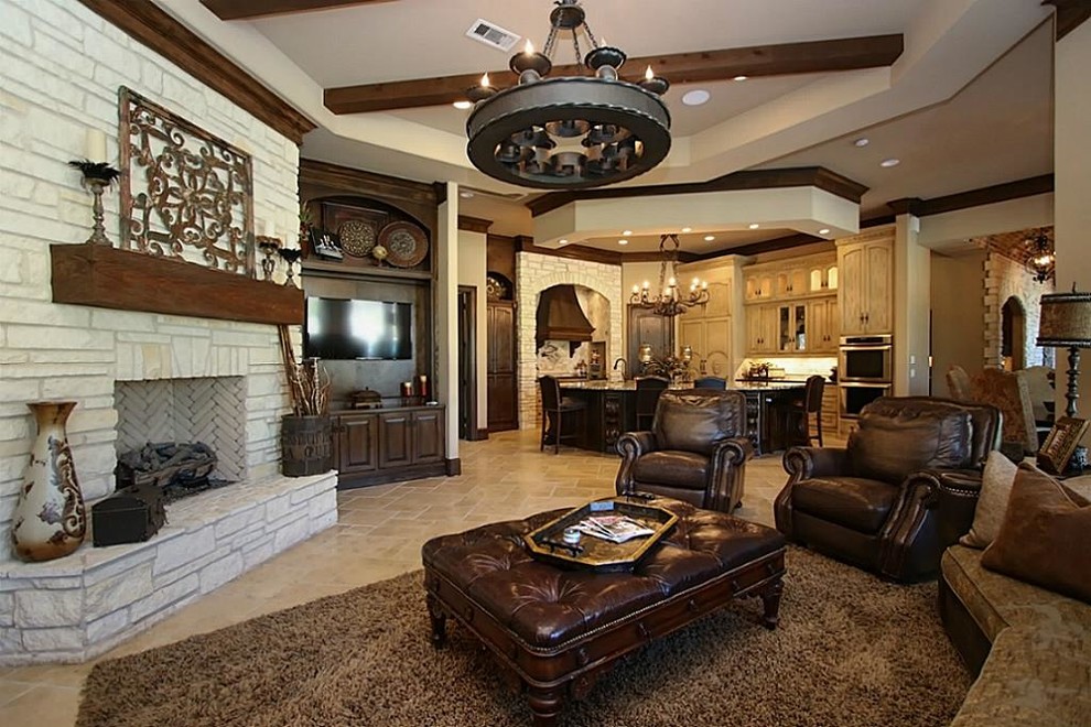 Example of a transitional home design design in Houston