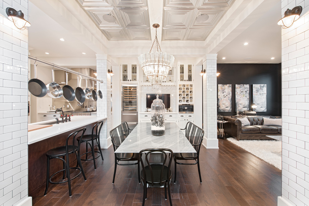 Transitional dining room in Calgary.