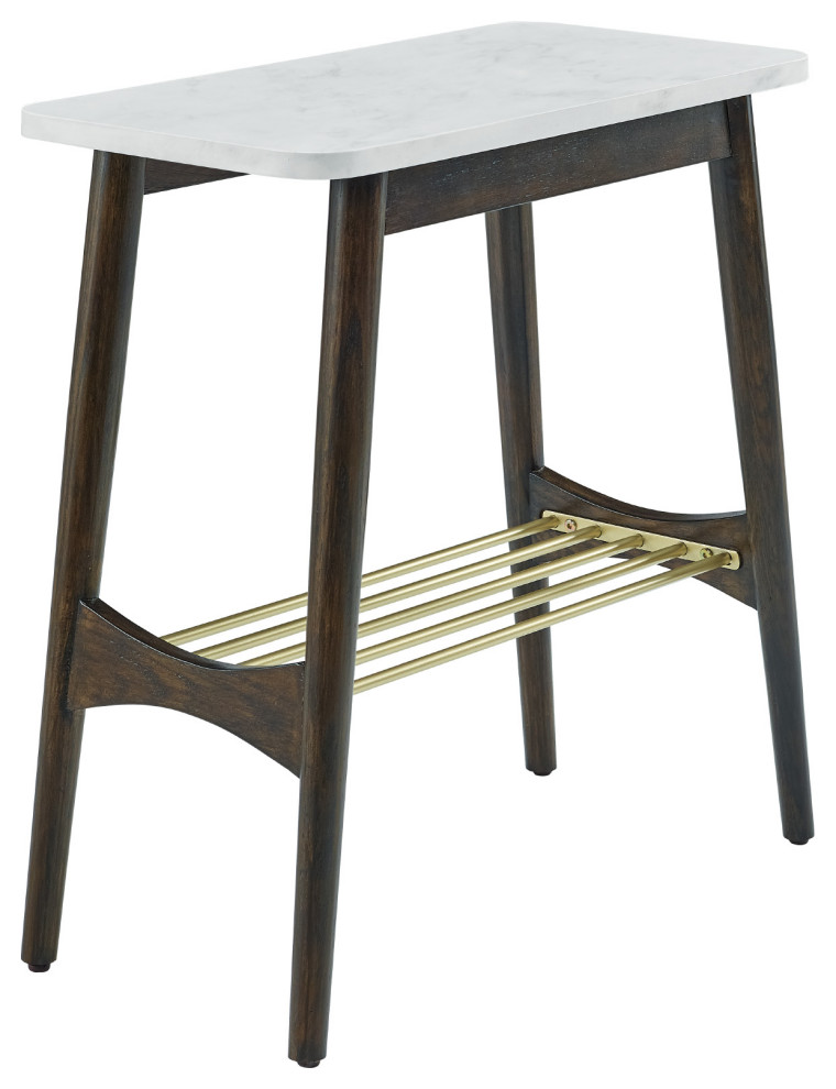 Jamie Faux Marble Tapered Leg Side Table Midcentury Side Tables And