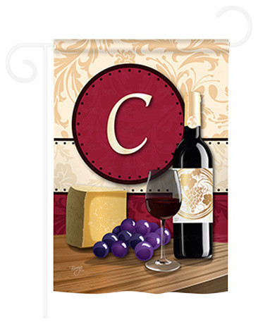 Wine C Monogram 2-Sided Impression Garden Flag
