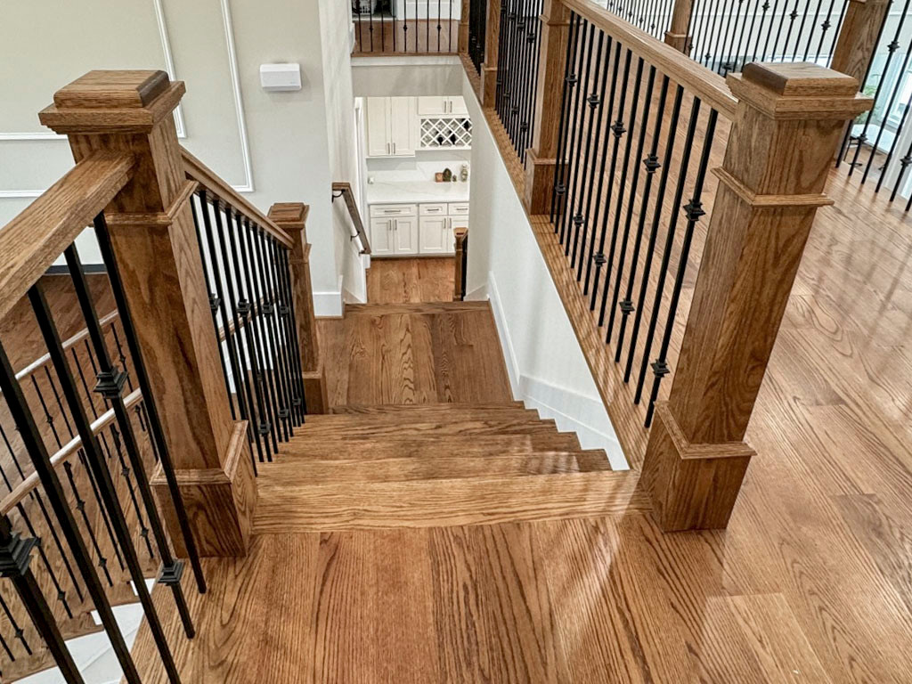 117_Distinct Oak Staircase with Iron Balusters & Oak Rail Profile, Chantilly VA