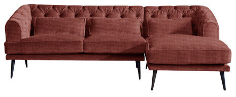 Earl Grey Chaise Sofa, Terracotta, 3 Seater, Right Hand Facing