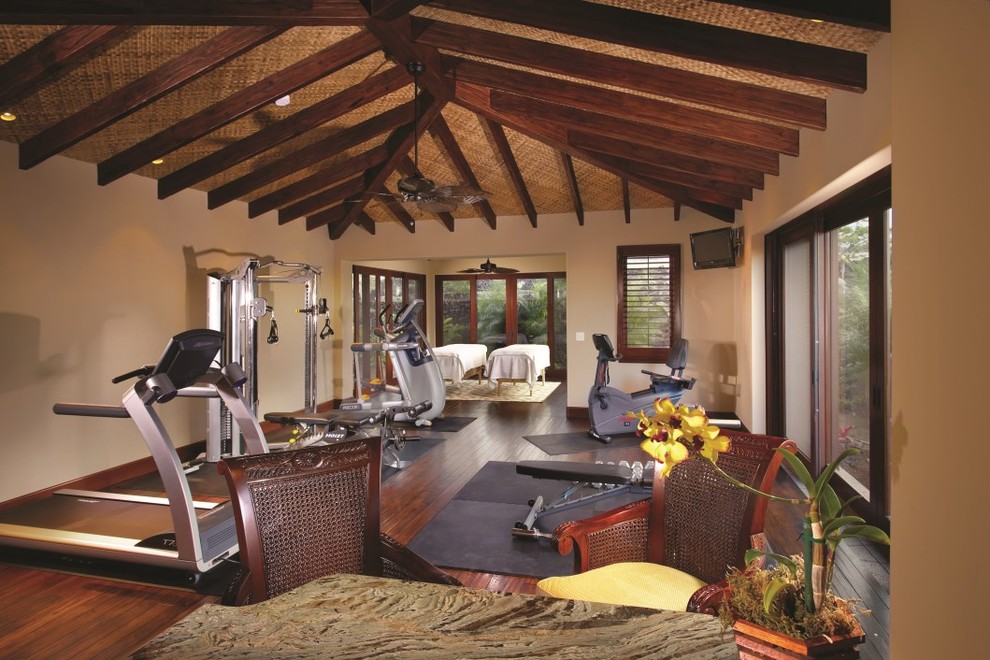 Photo of a tropical home gym in Hawaii.
