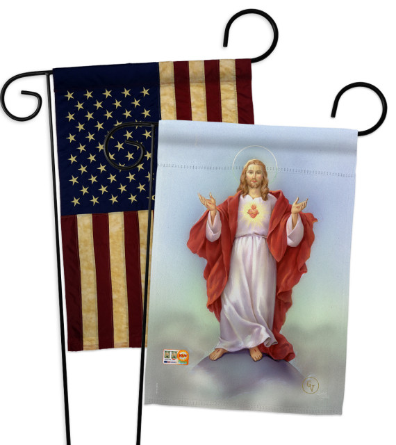 Sacred Heart Inspirational Faith & Religious Garden Flags Pack Modern