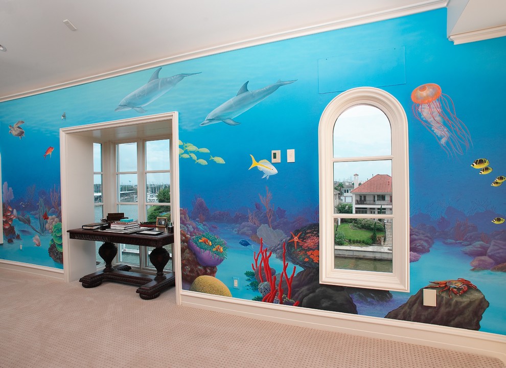 Design ideas for a beach style kids' room in Houston.