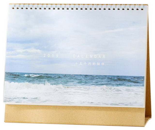 2019 Exquisite Cute Simple Notepad Desk Calendar Blue Sea Beach