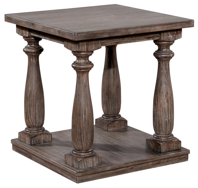 Wooden End Table With Turned Legs Rustic Gray Traditional Side Wooden End Table With Turned Legs Rustic Gray Traditional Side Tables And By Virventures