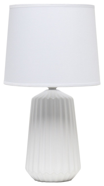 Simple Designs Modern Decorative Off White Pleated Base Table Lamp ...