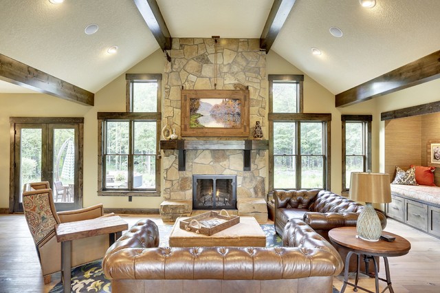 Custom Home rustik-vardagsrum