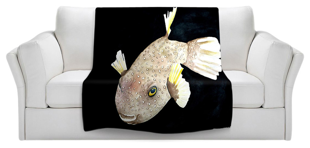 Deep Sea Life- Puffer Fish Throw Blanket, 60"x50"