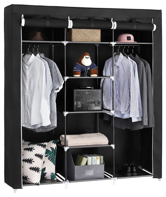 4-Layer Portable Closet Storage Organizer Wardrobe Clothes Rack Non-woven Fabric 