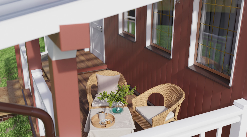 Пристройка каркасного типа к рубленному деревянному дому