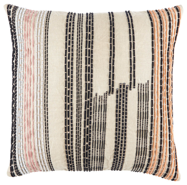 Jaipur Living Nova Cream Black Stripe Down Throw Pillow 22