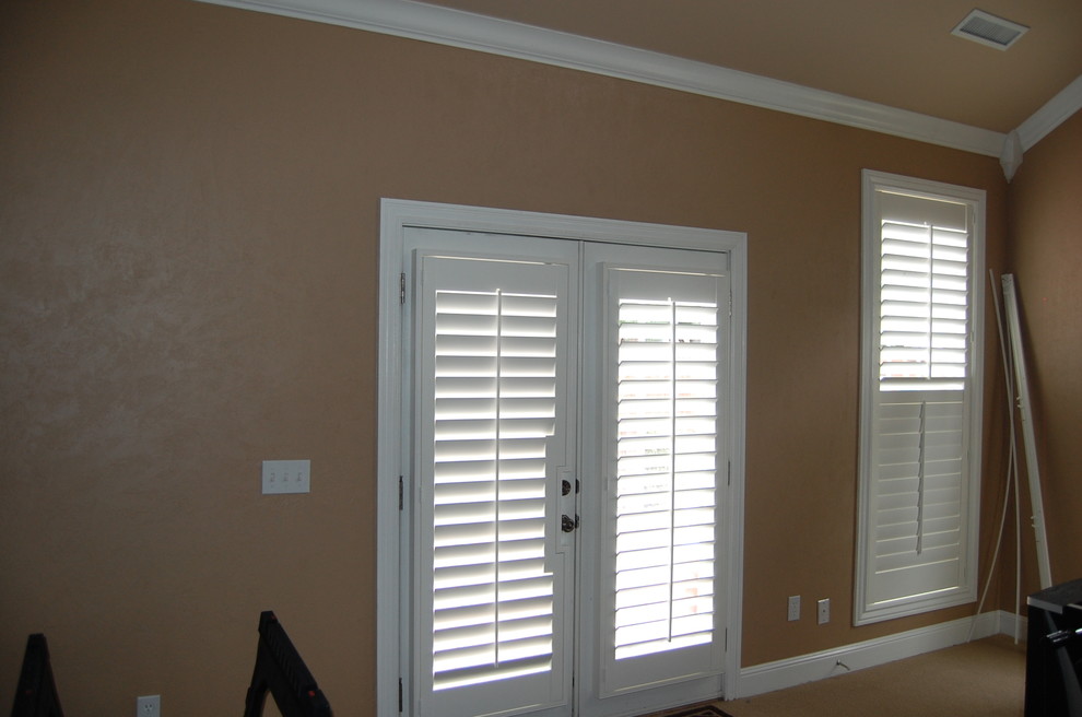 Custom Shaped Plantation Shutters for French Doors Traditional