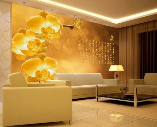 Orchid Poetry Chinese Style Wall Mural, 7-Feet 1-Inch By 5-Feet 2-Inch