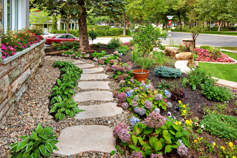 Photo of a mid-sized rustic landscaping.
